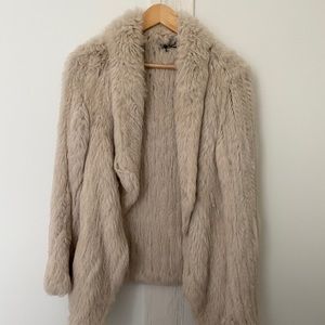Women’s natural draped rabbit fur jacket.